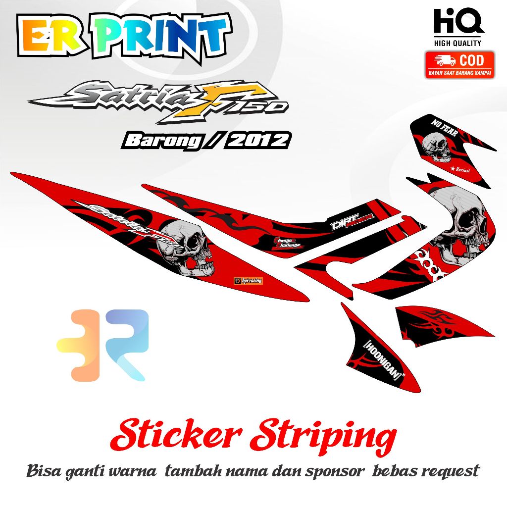 Striping Satria FU Barong 2012 Sticker 1 Full Set Kanan Kiri Variasi  Desain No Fear Custom