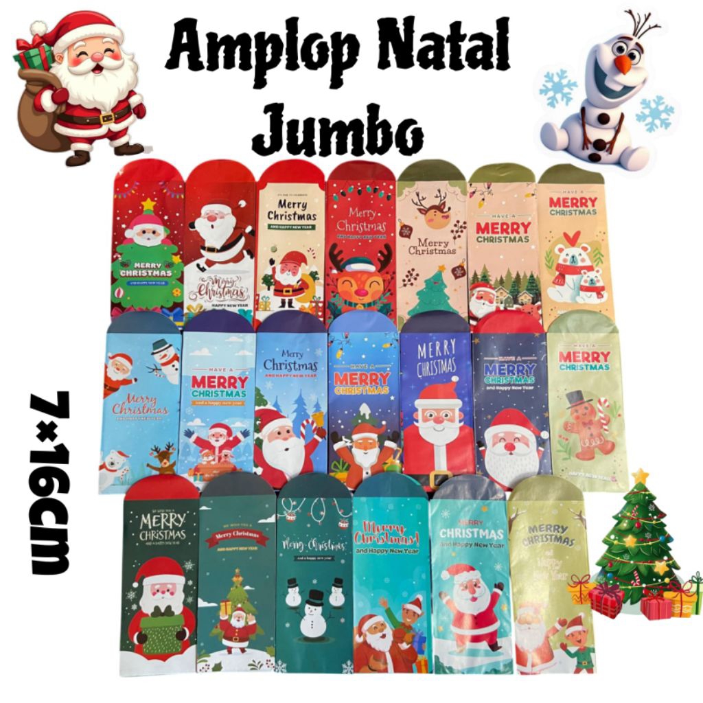 

Paket Amplop Natal Jumbo isi (50pcs/100pcs) || Amplop Natal Jumbo Merry Christmas