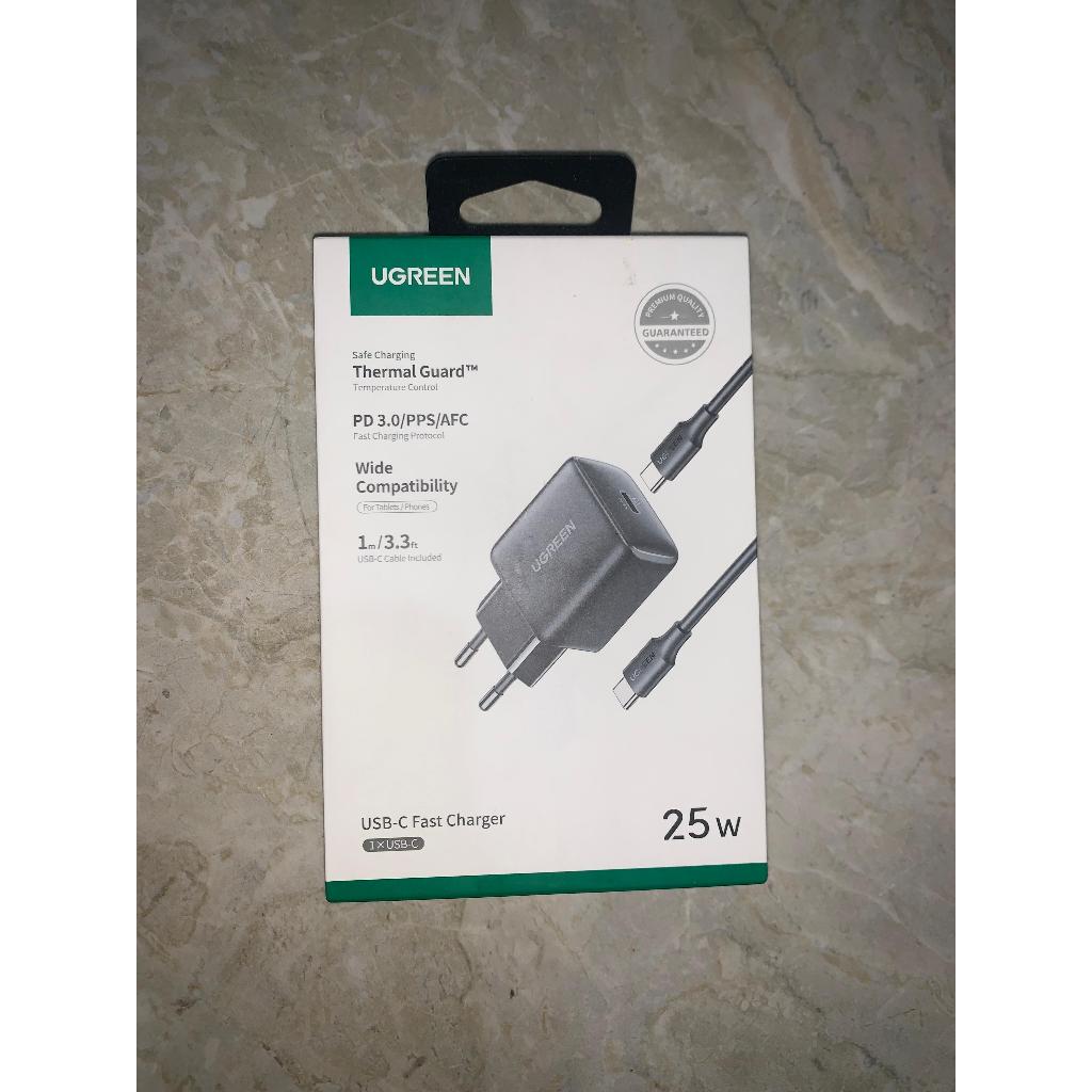 Charger UGREEN 1 Set 25Watt Kabel dan Batok Kepala Type C to Type C MFI