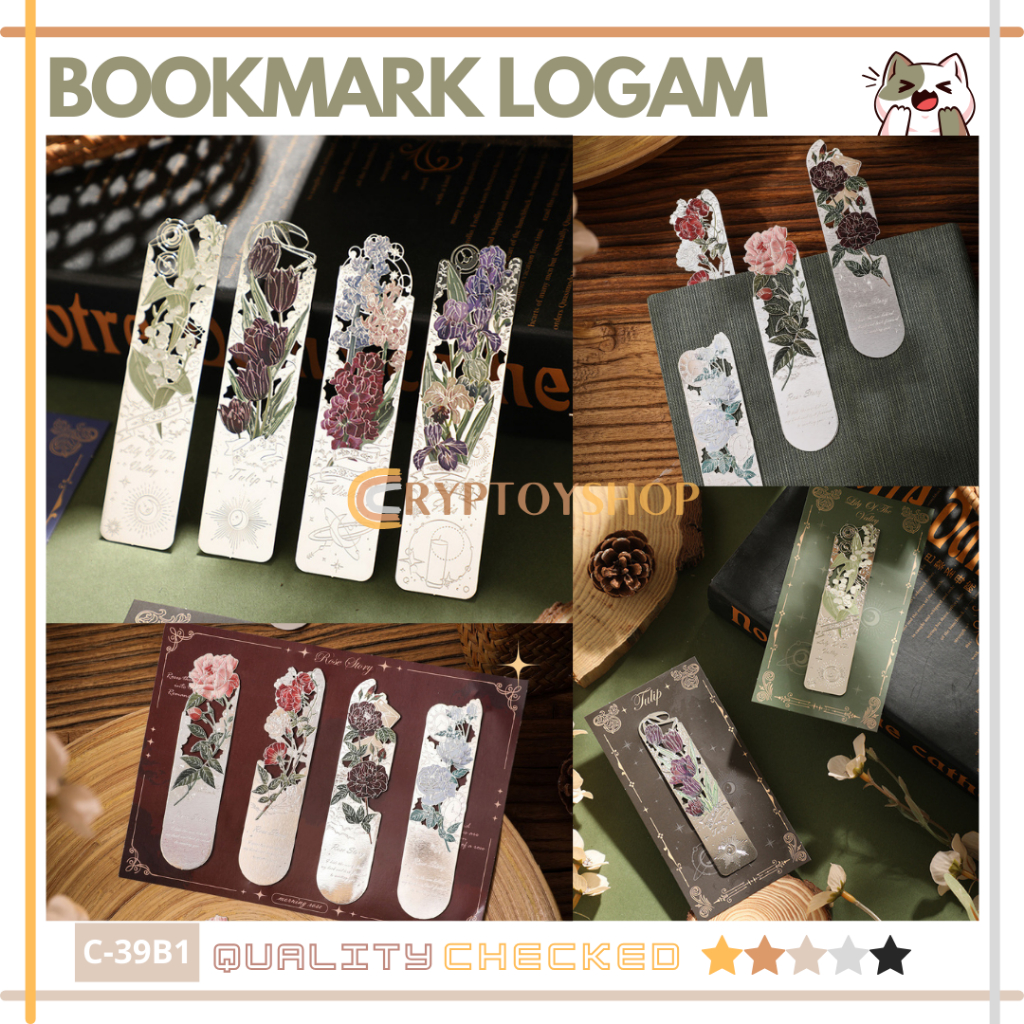 

CRYPTOYSHOP Pembatas Buku Logam Lukisan Mewah Romantic Flower Metal Bookmark Book Buckle Pendant