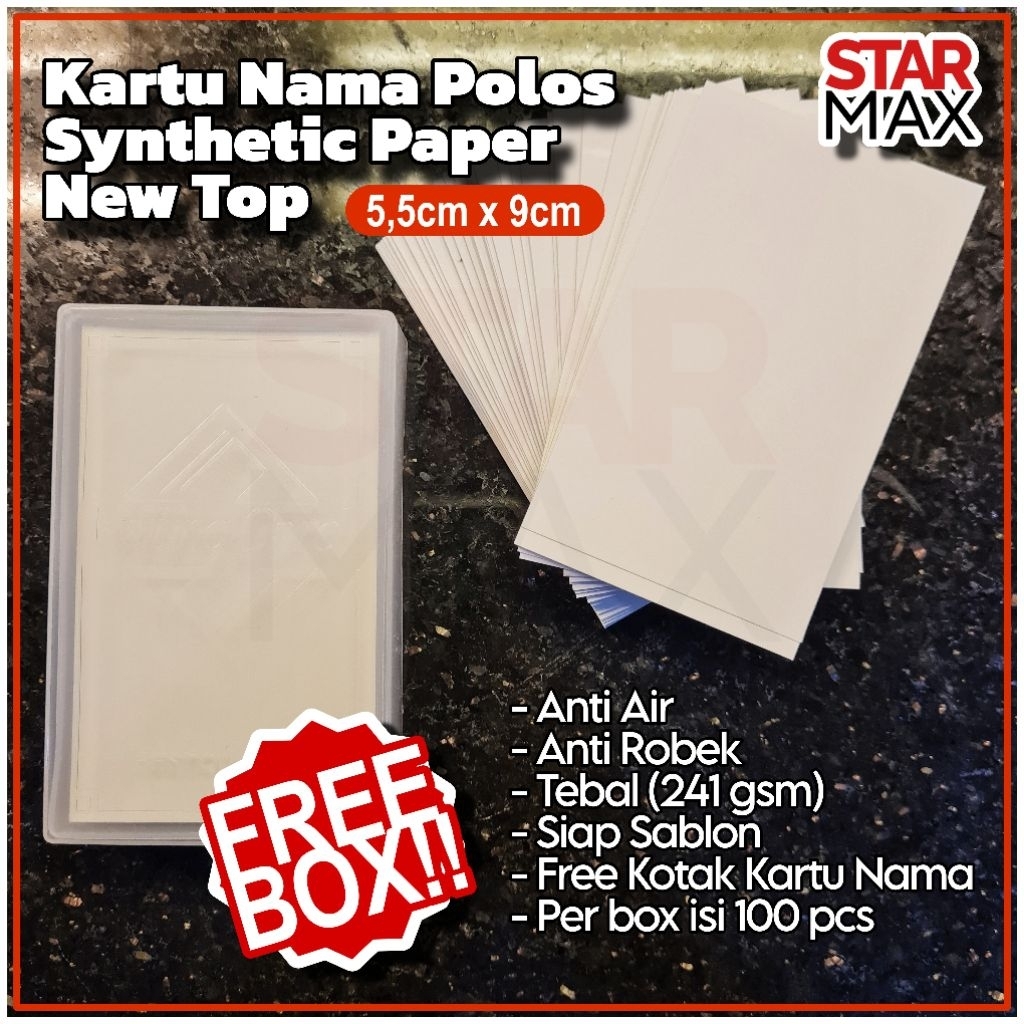 

Kartu Nama Polos (Kertas Sintetis/Synthetic Paper) untuk Sablon | per box isi 100 pcs