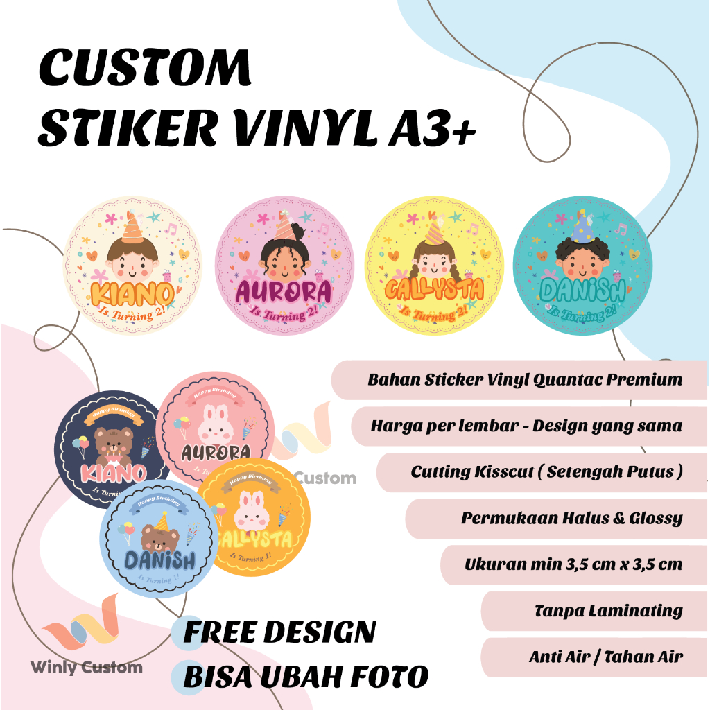 

Cetak Stiker Birthday Edition Vinyl Anti Air Waterproof A3+ Kisscut Label Makanan Online Shop Vynil Vinil Bulat
