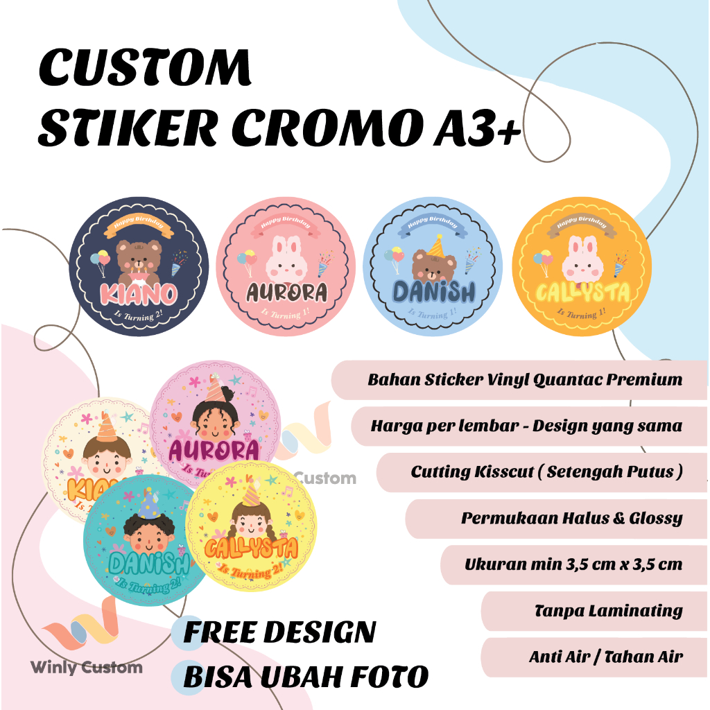 

Cetak Stiker Birthday Edition Cromo Logo Label Makanan Custom Chromo A3+ | Print Sticker Jualan Makanan