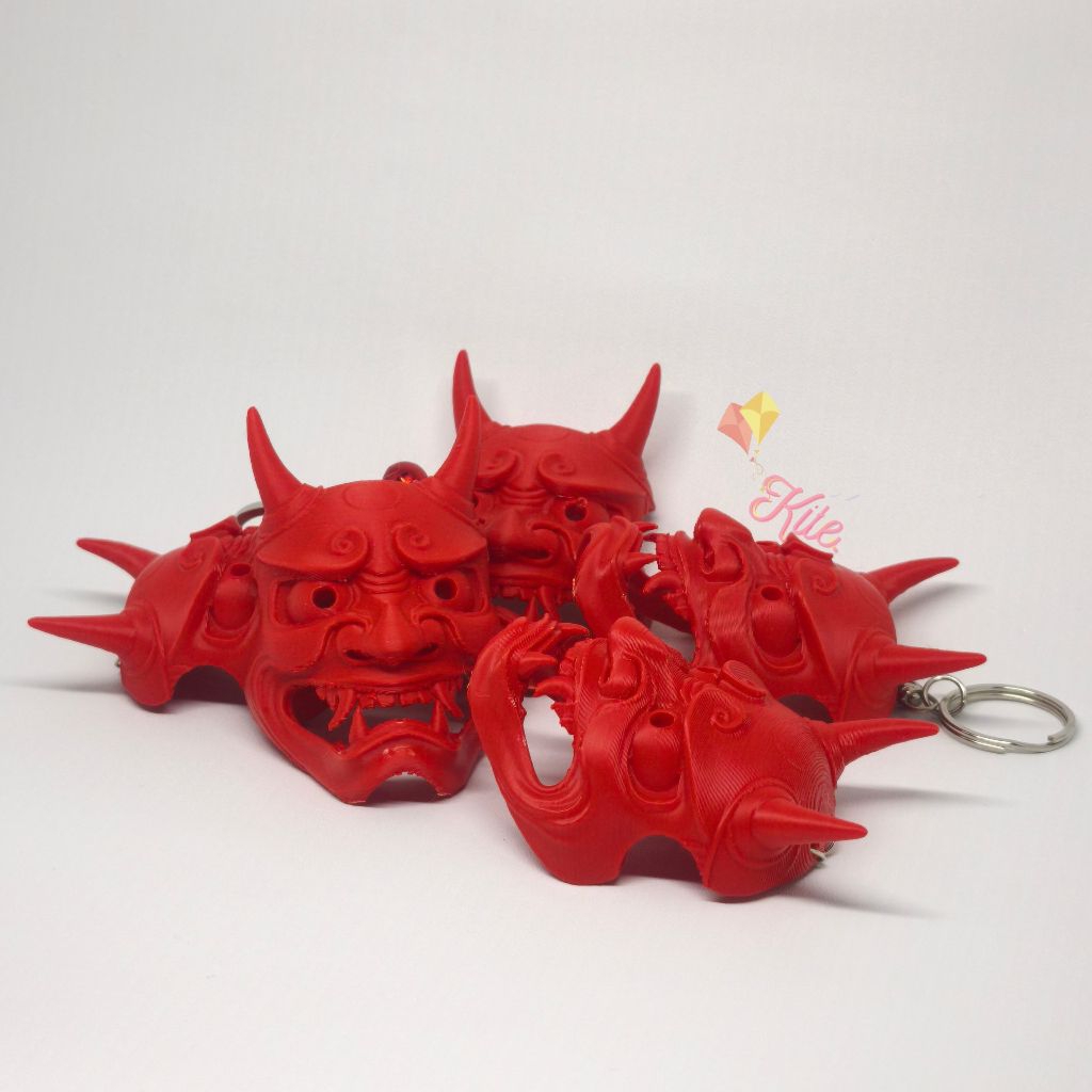 [KITE.ID] Gantungan Kunci Oni Merah - Gantungan Topeng Iblis Jepang - Gantungan Oni Jepang - 3D Prin