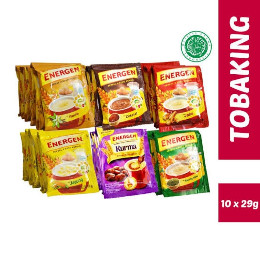 

ENERGEN SUSU & CEREAL SACHET RASA VANILLA | COKELAT | JAGUNG | KACANG HIJAU |JAHE RENCENG 25 GR X 10PCS