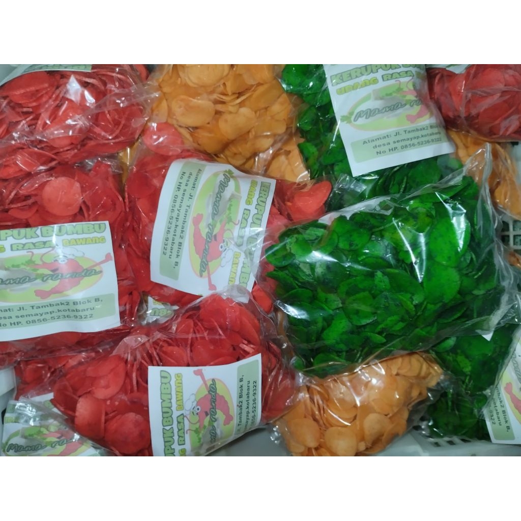 

Kerupuk Mentah Udang Bumbu Bawang Putih Kemasan 250gr.