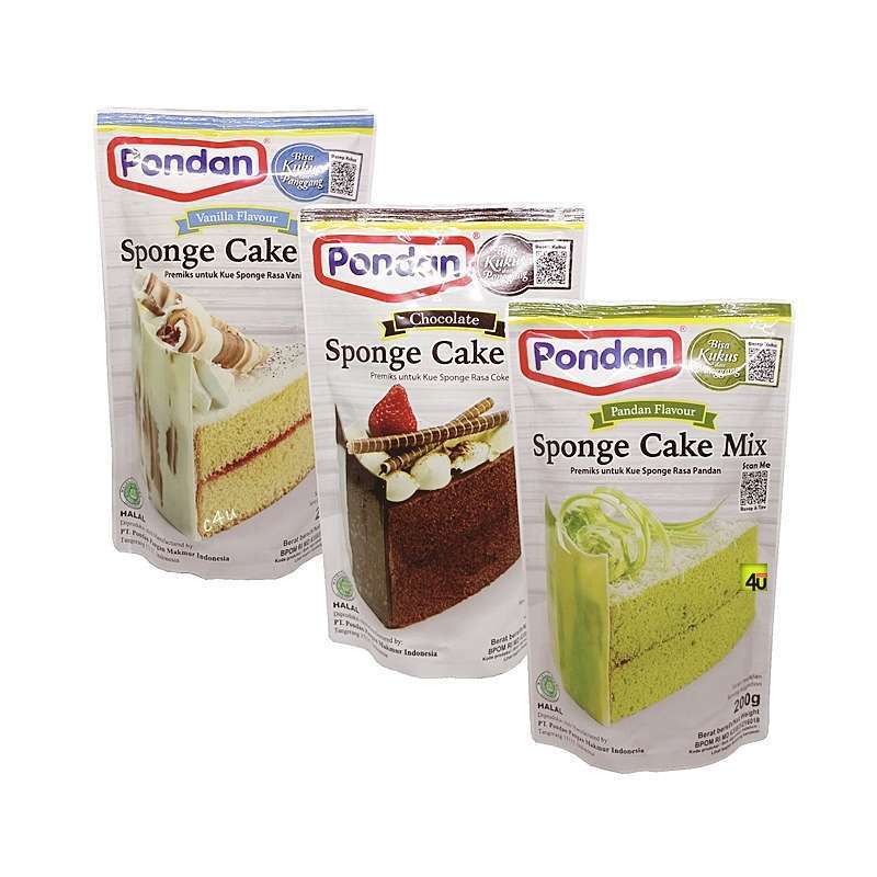 

Pondan Sponge Cake 200gr - Rasa Coklat, Pandan, Vanila