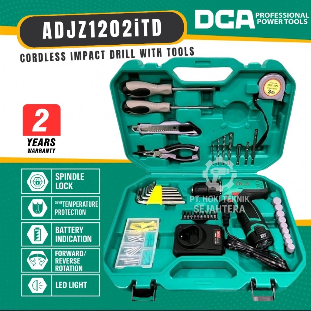 DCA ADJZ1202iTD CORDLESS HAMMER DRILL COMBO 10MM-12V MAX/ BOR SER BATERAI DCA