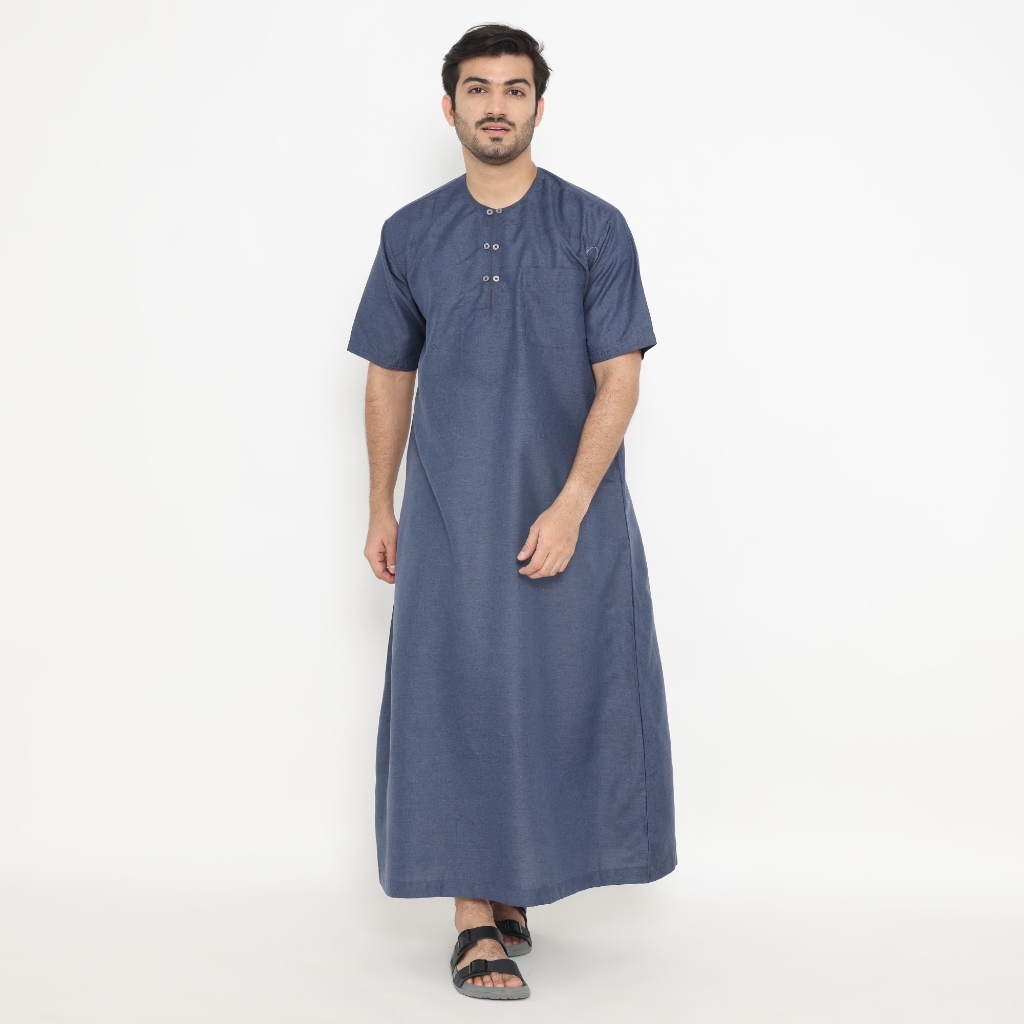 LATAHZAN GAMIS PRIA OMAN LENGAN PENDEK BIRU TOSKA