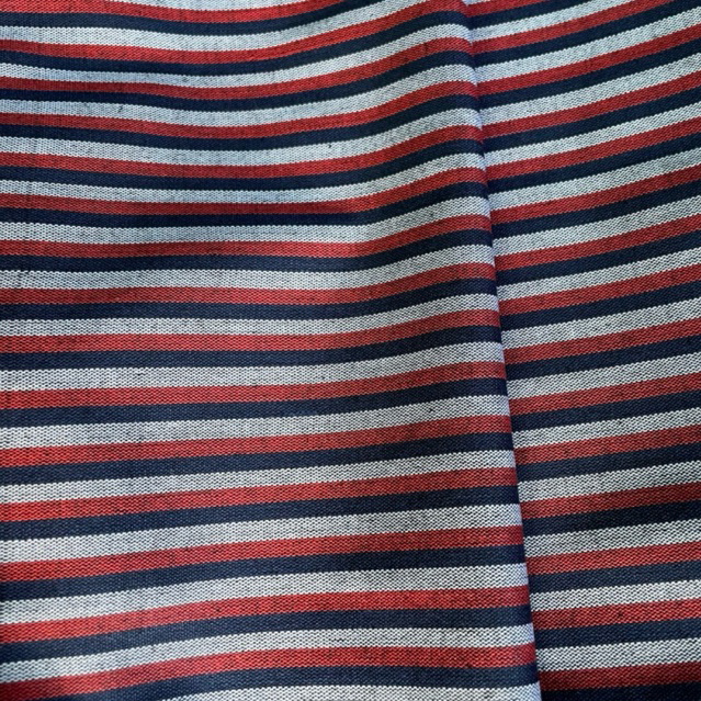 Kain Lurik Motif Salur Merah Putih Hitam | Kain Tenun