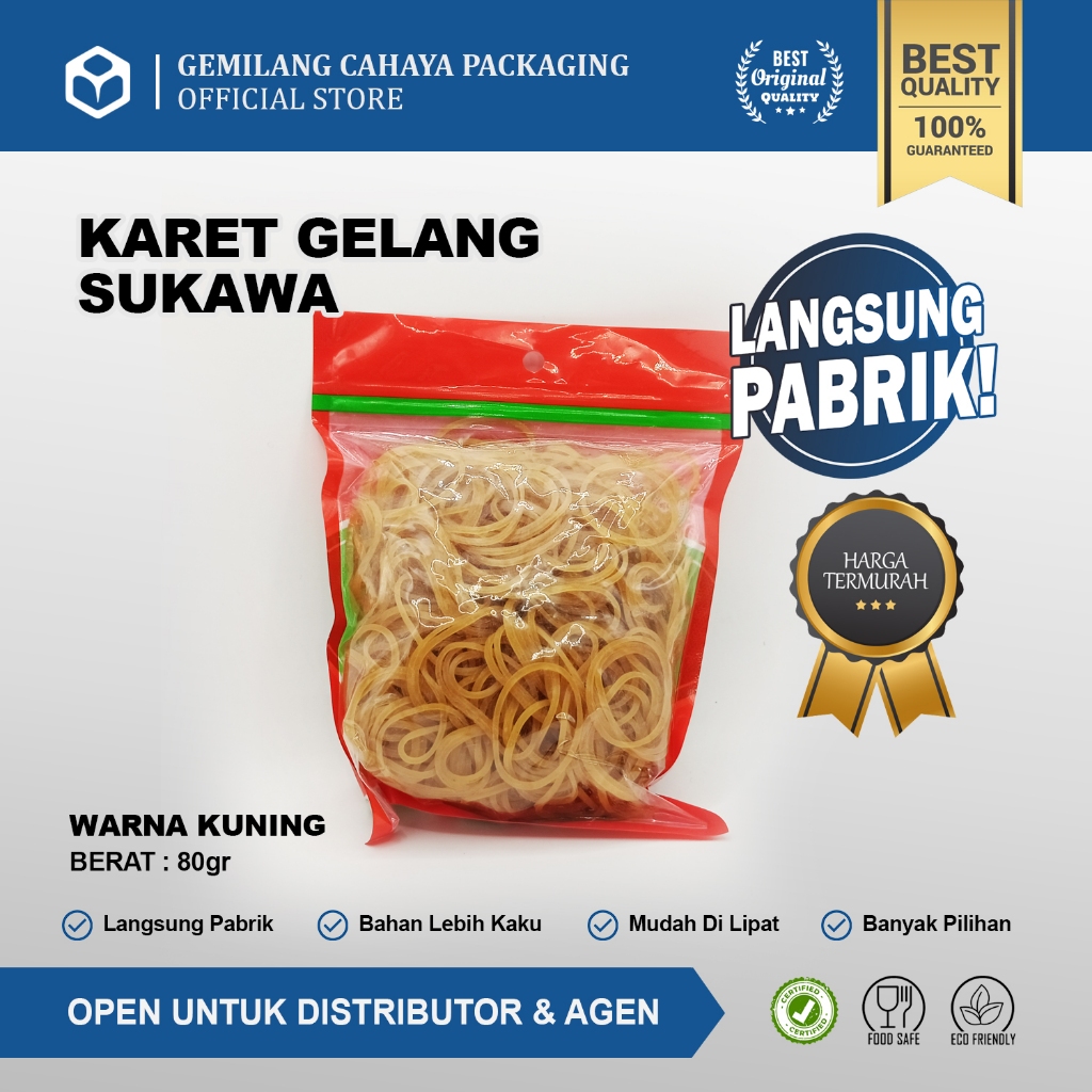 

Karet Gelang Sukawa Warna Kuning Berat 80gr