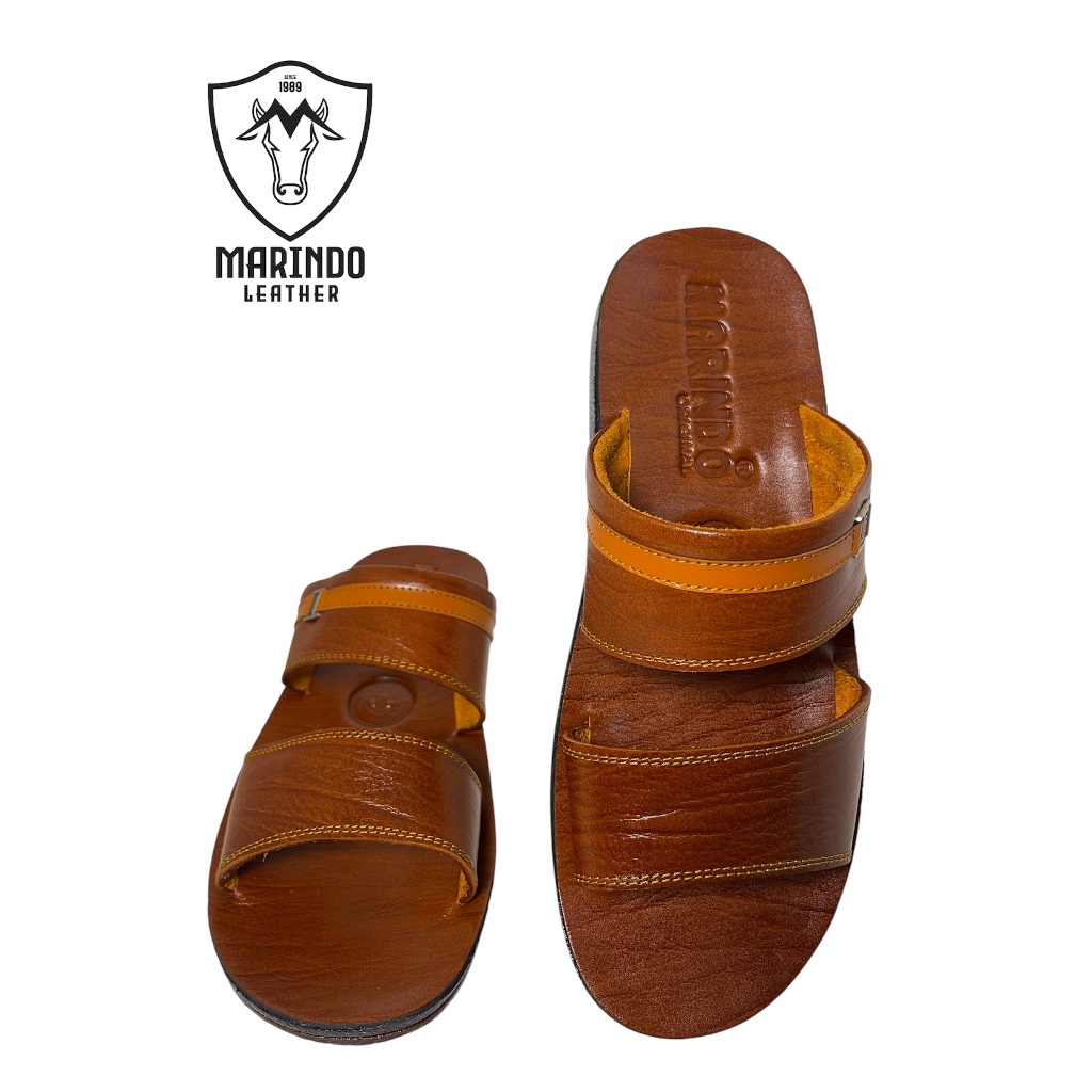 Sandal Pria | Sandal Kulit Pria Perkasa | 100% Kulit Asli | Gratis Ongkir | Marindo “Liberty”  Tan &