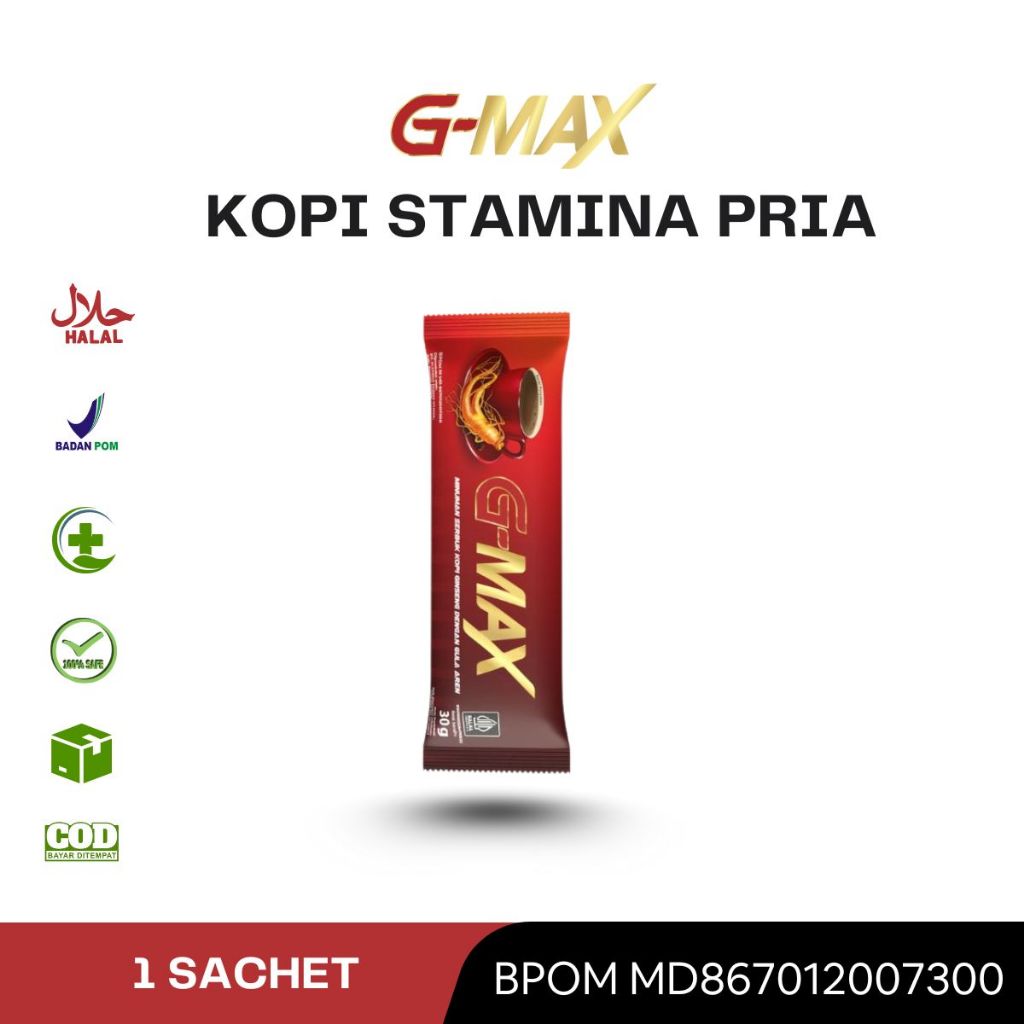 

GMAX KOPI GINGSENG PENAMBAH STAMINA PRIA 1 SACHET