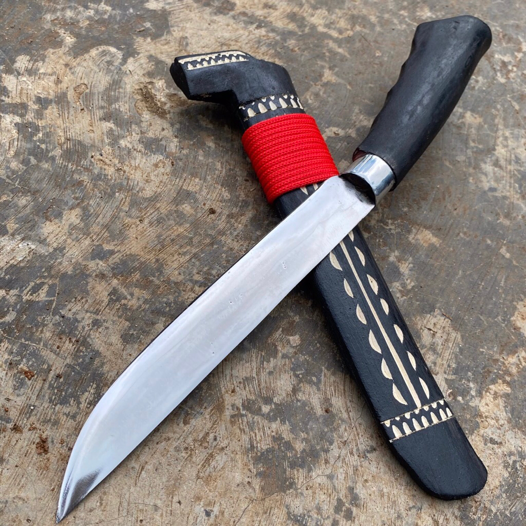 Pisau Serbaguna Motif Ukiran Khas Banten - Baja Per Asli, Super Tajam untuk sembelih kambing ayam. P