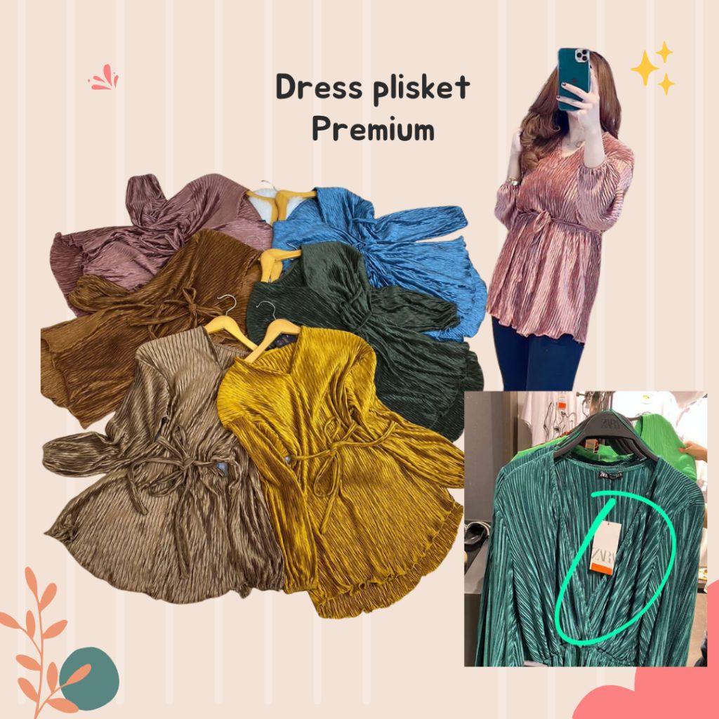 baju dress plisket premium wanita