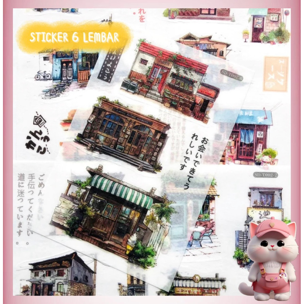 

( 6 LEMBAR ) Aesthethic Sticker Japan Water Color Fragments 6 Lembar Sticker DIY Deco Sticker Stiker Bujo / scrapbook / journal junk / Jurnal / Buku Diary