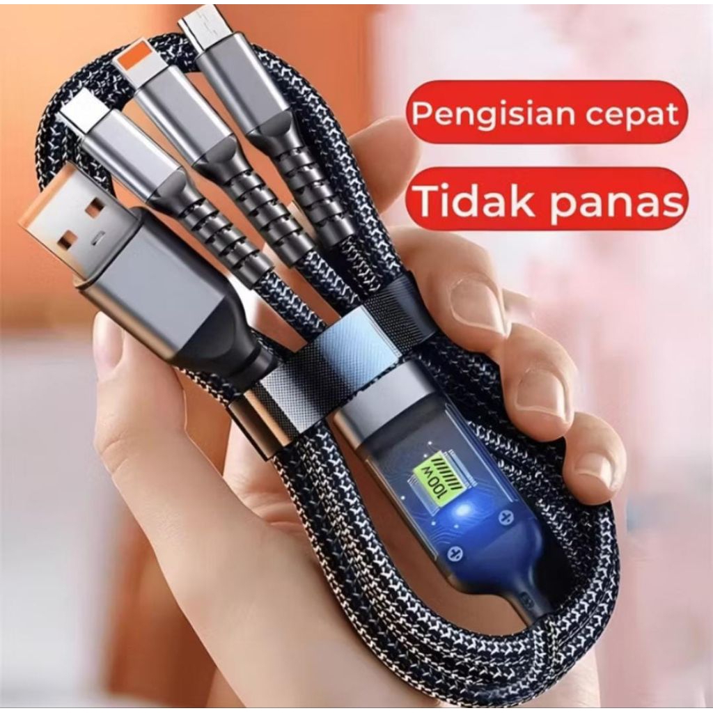 Kabel charger 3 in 1 100 watt charger hp cepat