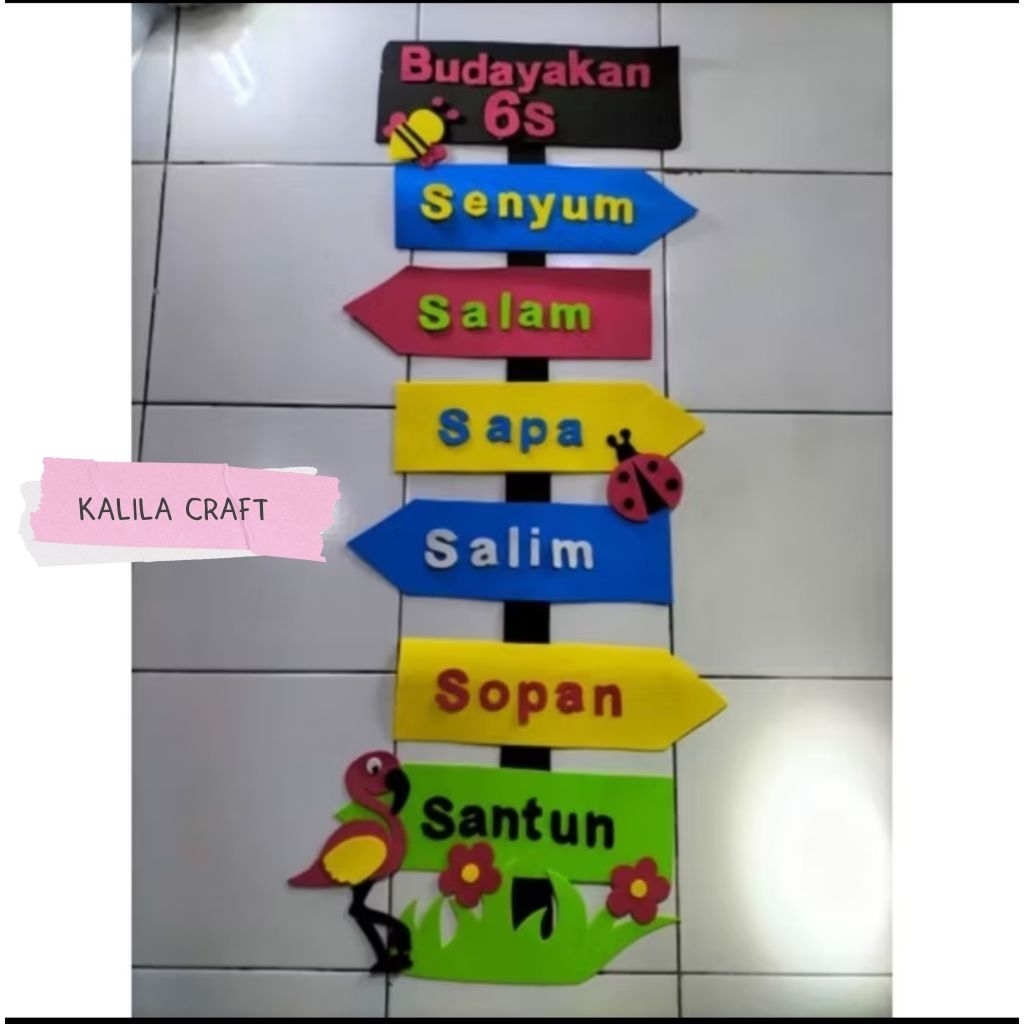

TERMURAH HIASAN KELAS PAUD TK SD / DEKORASI KELAS BIASAKAN 6S MODEL BANGAU BAHAN SPON