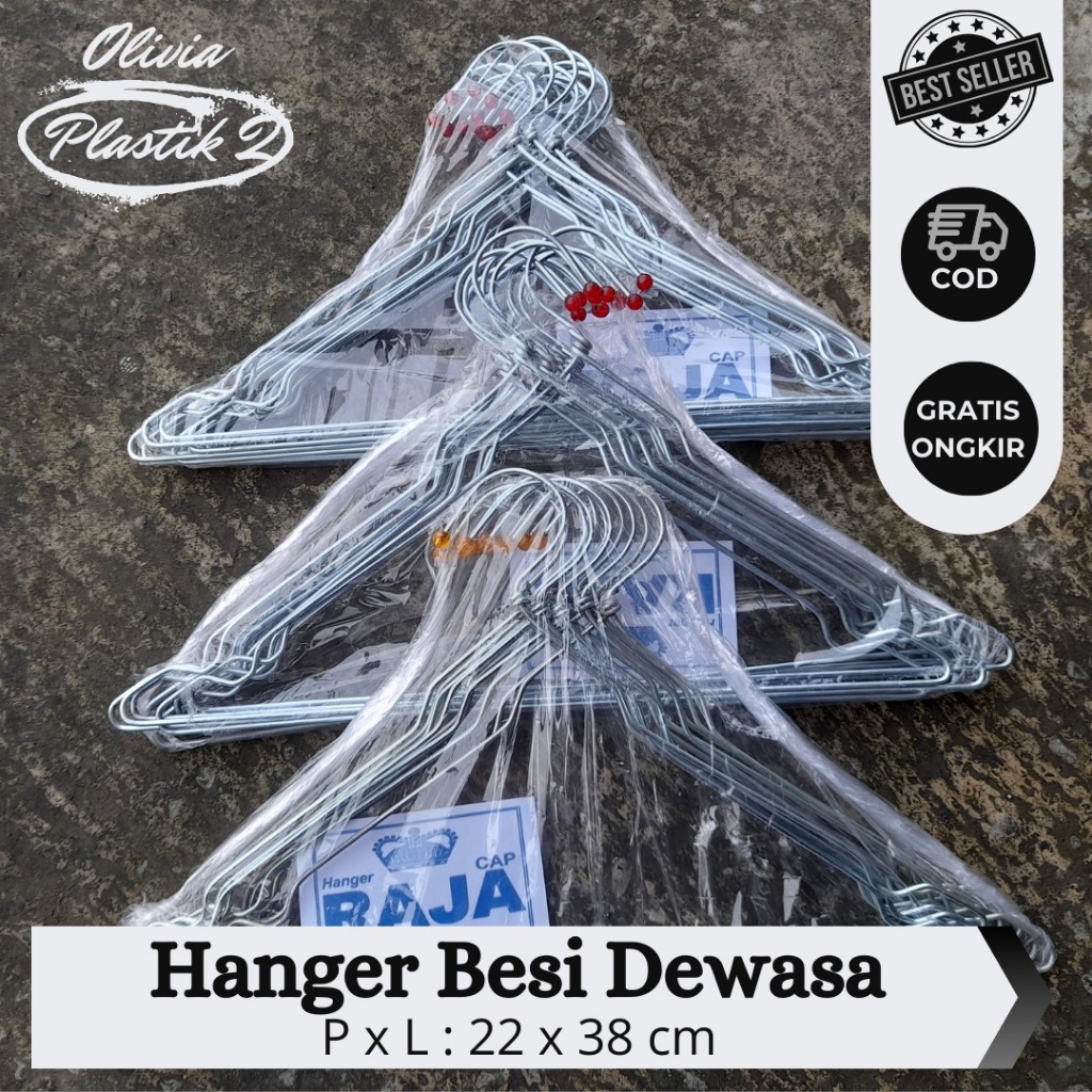 (12 Pcs) Hanger Raja Stainless Tebal/ Hanger Besi/ Hanger Kawat