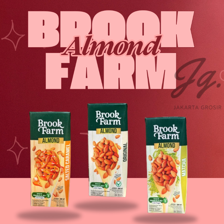 

BrookFarm Almond Milk 200ml | Susu Almond Low Sugar | Original, Salted Caramel, Matcha