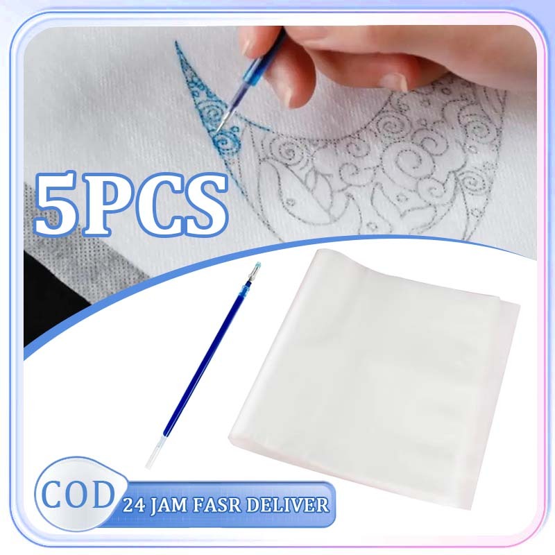 

5pcs+1pen Water Soluble Paper Water Soluble Paper For Embroidery Kertas Pola Sulam