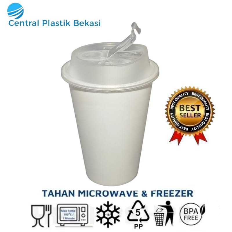CUP PREMIUM INJECTION DATAR PUTIH FROSTED 12 SD 22 OZ + Tutup Flip Lid Injection