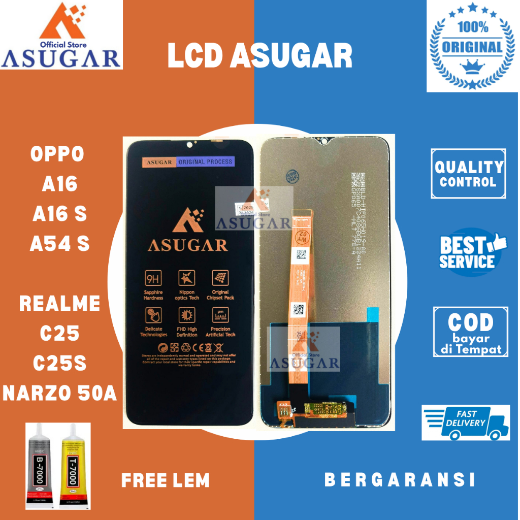 LCD OPPO A16/A16S/A54S/REALME C25/C25S/NARZO 50A FULLSET TOUCHSCREEN ORI OEM