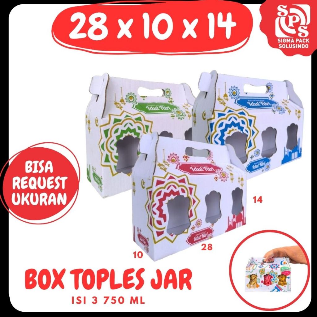 

Box Kuker jar 28x10x14 Toples Jar 750ml isi 3 Jinjing Gable Box Jar Kue Kering Gable Box Serbaguna Botol Dus Kue Kering Kemasan Madu Souvenir