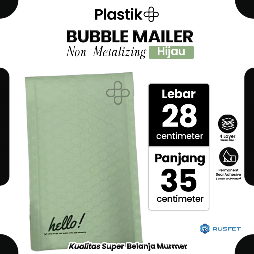 

Amplop Bubble Mailer Hijau / Green 28cm x 35 cm / Envelope Security Bag Mailer Harga Satuan