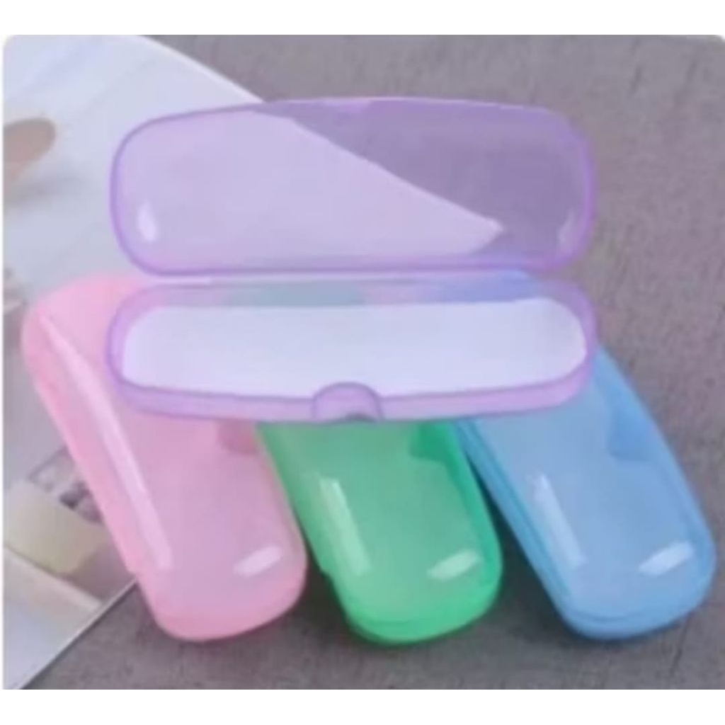 Kotak Kacamata Polos Bahan Plastik Tempat Wadah Penyimpanan Kacamata Tembus Pandang