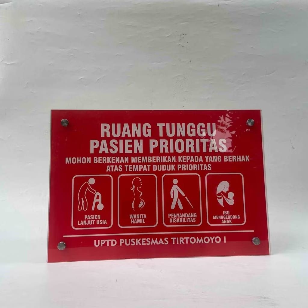 Papan Akrilik Pasien Prioritas, Penanda Tempat Duduk Pasien Prioritas