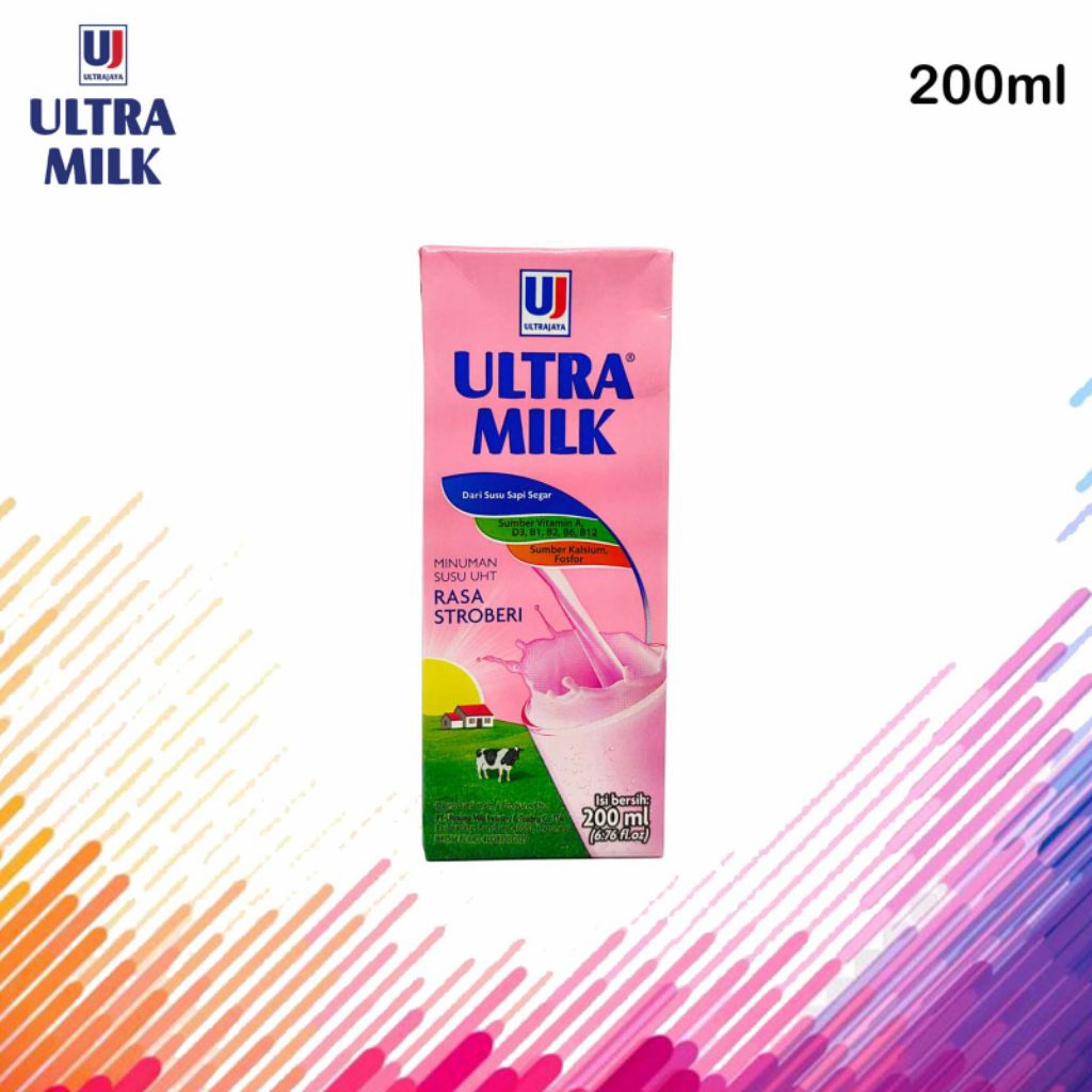 

Ultra susu UHT 200ml Strawberry 1 karton (24 pcs)