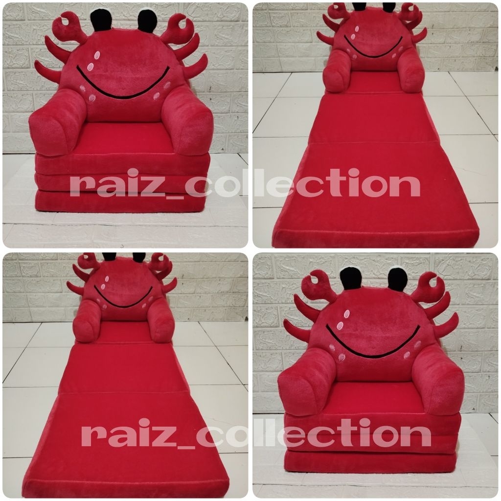 Sofa Lipat Anak Karakter Kepiting Merah (3Lipat) READY/Sofabed  Untuk Anak Maks 3-4th