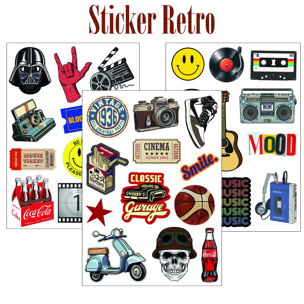 

Sticker Aesthetic A6 Retro Vintage Y2K Waterproof sticker tema warna stiker estetik anti air pack estetique choquet glossy Vintage jurnal color Deco Korea kawai lucu simple