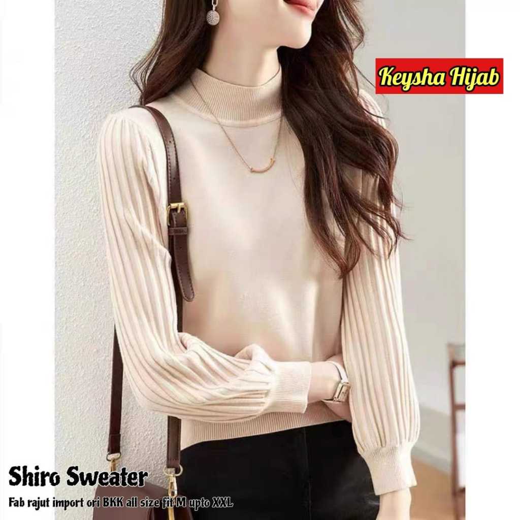 Shiro swater wanita jumbo ld 110 rajut import ori bkk sweater baju atasan polos halus premium
