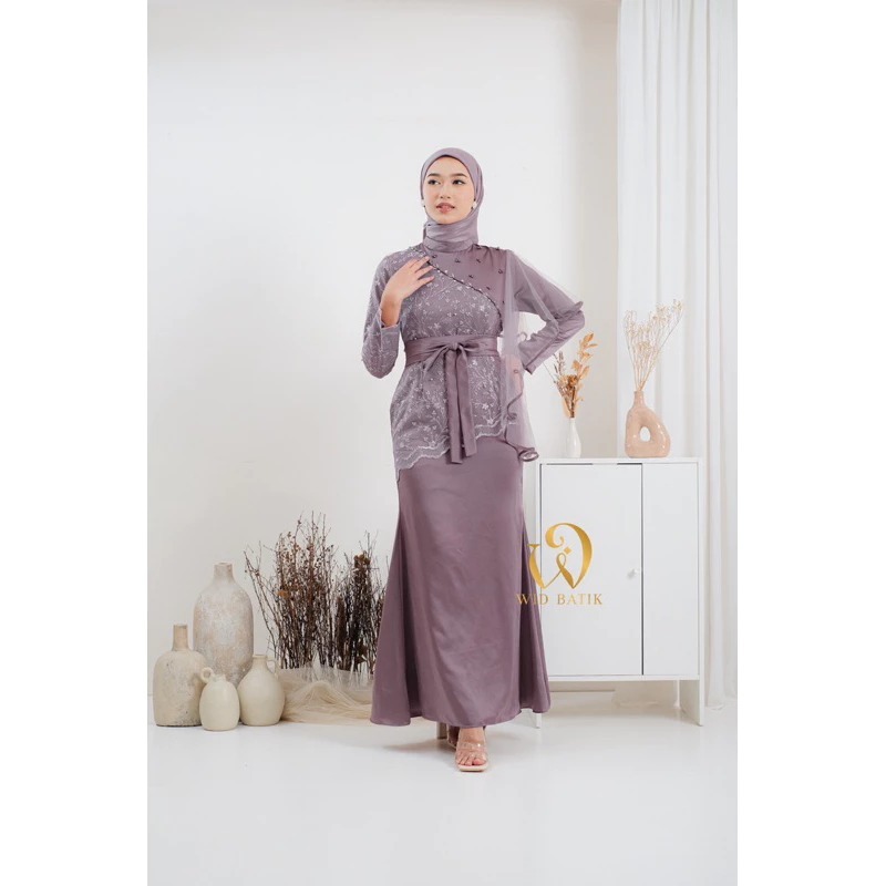 Dress Affia LD120 Jumbo Satin Velvet Mix Brukat Tille Full Payet Special Nude Mauve
