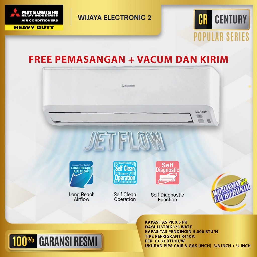 MITSUBISHI SRK05CR-S3 - AC Split Mitsubishi 1/2 PK + PASANG DAN ANTAR SRK05CRS