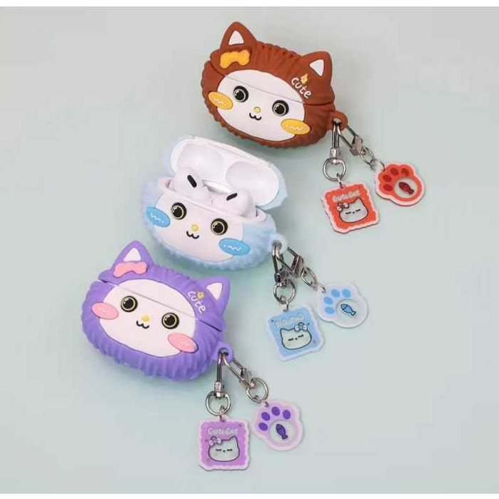 K65 TWS Bluetooth Cute Cat Karakter Kucing Lucu Case Imut Gantungan Earphone Anak