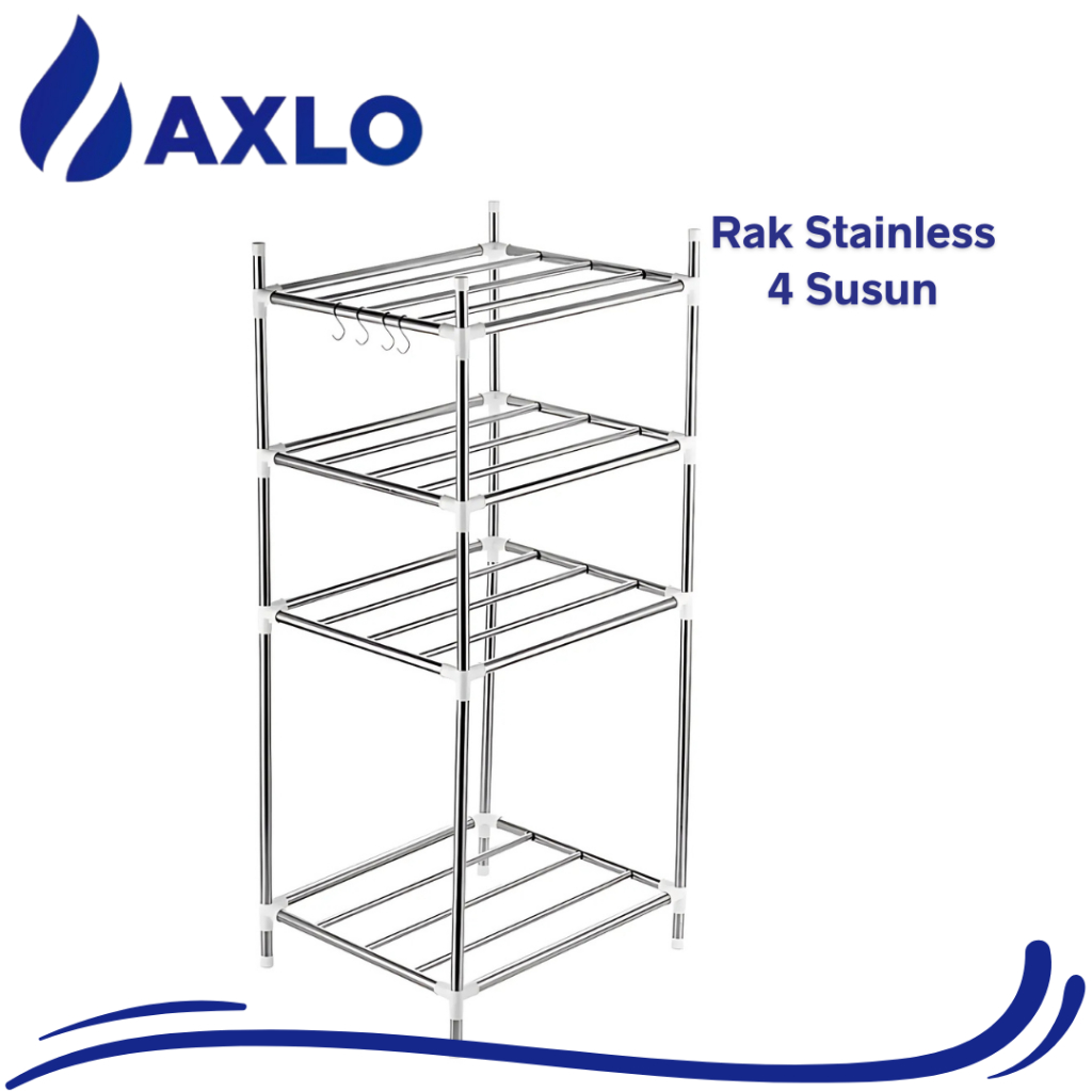 Rak Dapur Rak Panci Stainless Steel Rak Wajan Spatula 4 Susun Rak Dapur Stainless Steel 4 Tingkat