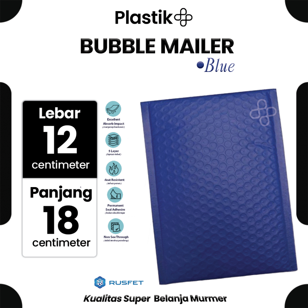 

Amplop Bubble Mailer Polos Biru Solid / Amplop Bubble Packing Murah Electric Blue 12 x 18 cm Satuan