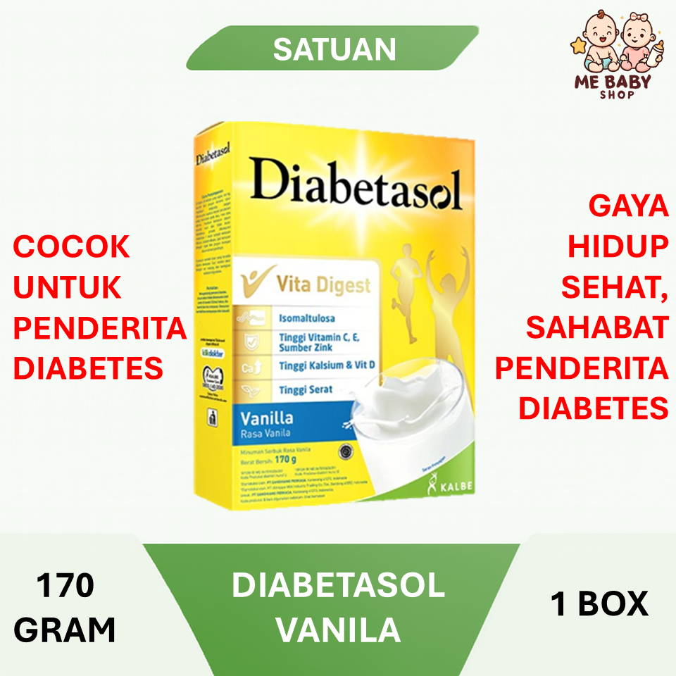 

Diabetasol Susu Vanila 170 GRAM – Nutrisi Seimbang untuk Membantu Menstabilkan Gula Darah