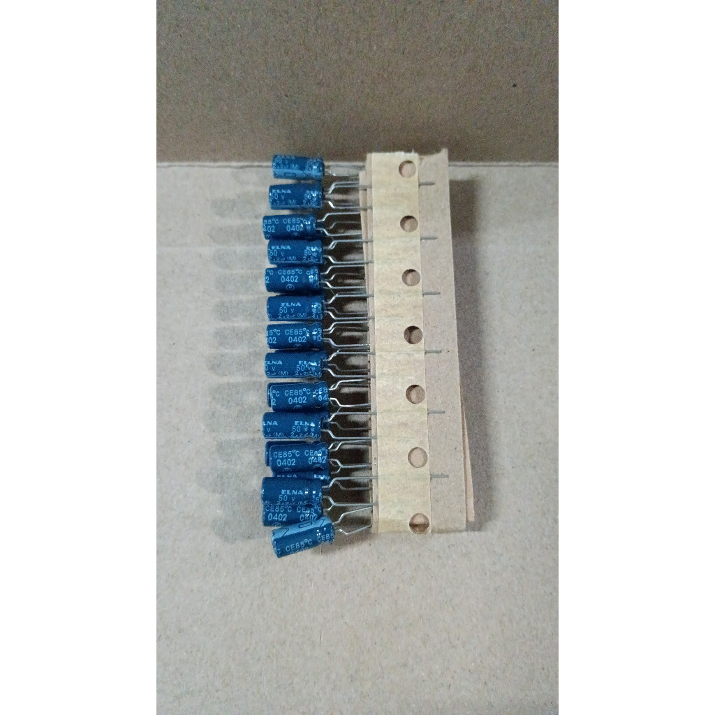 8885 kapasitor elco 2.2uf 2,2uf 2.2 2,2 uf 50v 50volt 50 volt elna