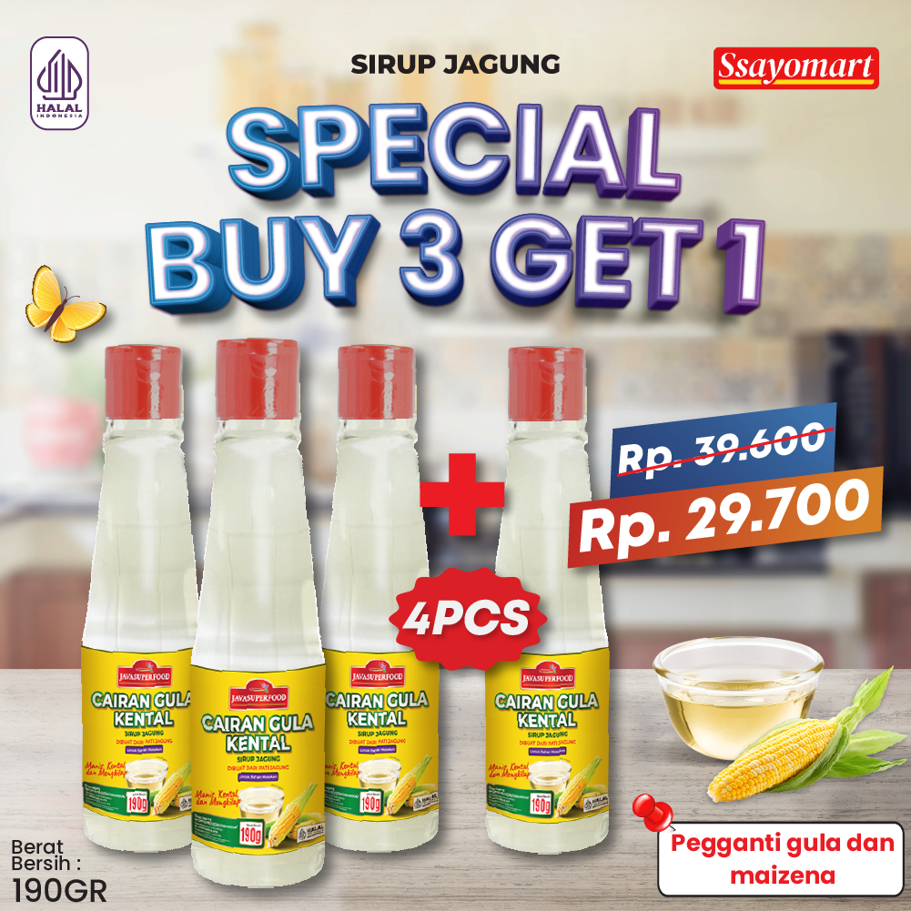 

[BELI 3 GRATIS 1] CORN SYRUP JAVA SUPER FOOD HALAL 190GR / GULA KENTAL / SIRUP JAGUNG / PEMANIS JAGUNG / MULYEOT