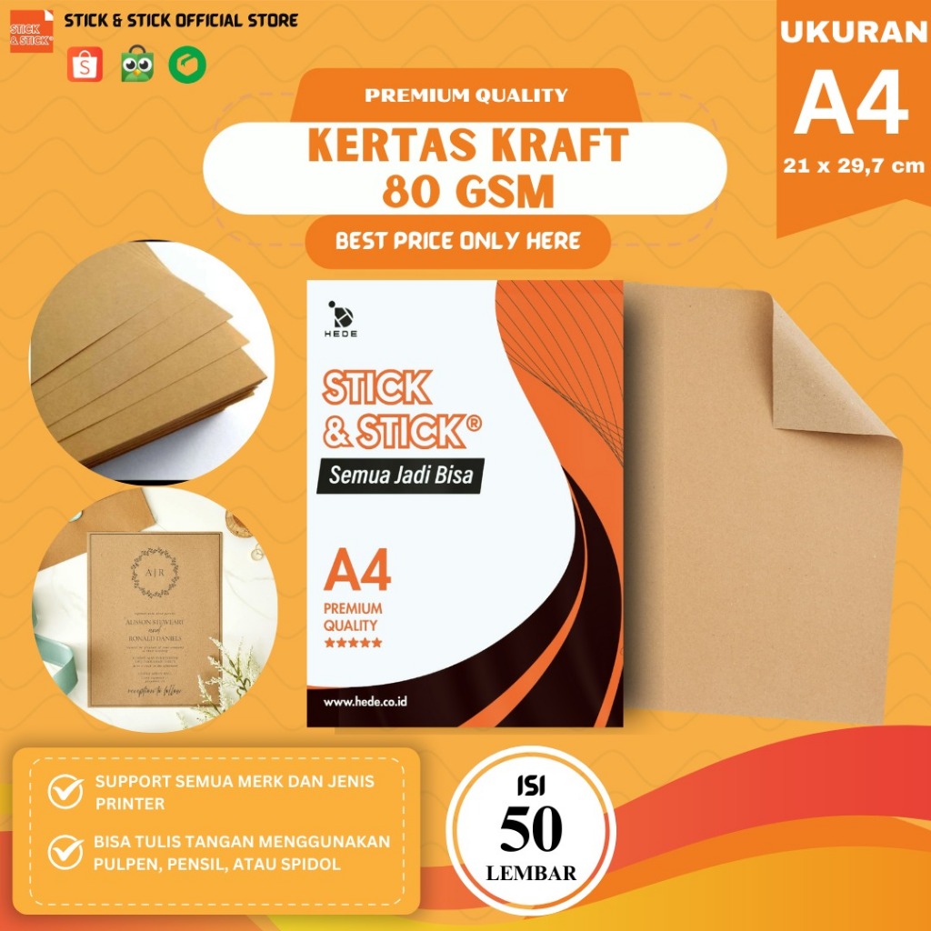 

Kertas Samson Kraft Liner Tipis A4 80 gram 50 Lembar