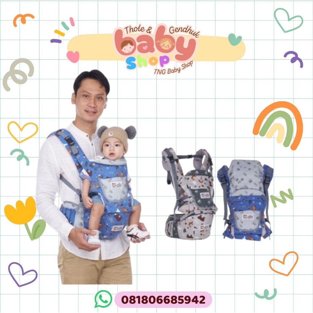 Gendongan Depan Hipseat Moru Motto 9in1 Bear and Friend Series MMG 4004