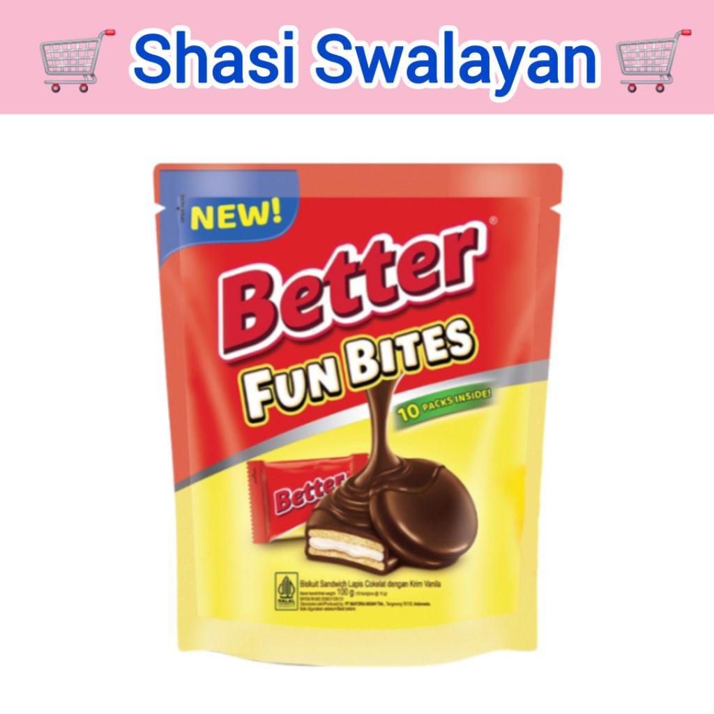 

Better Fun Bites Pouch 10 pcs - Biskuit Sandwich Cokelat Vanila