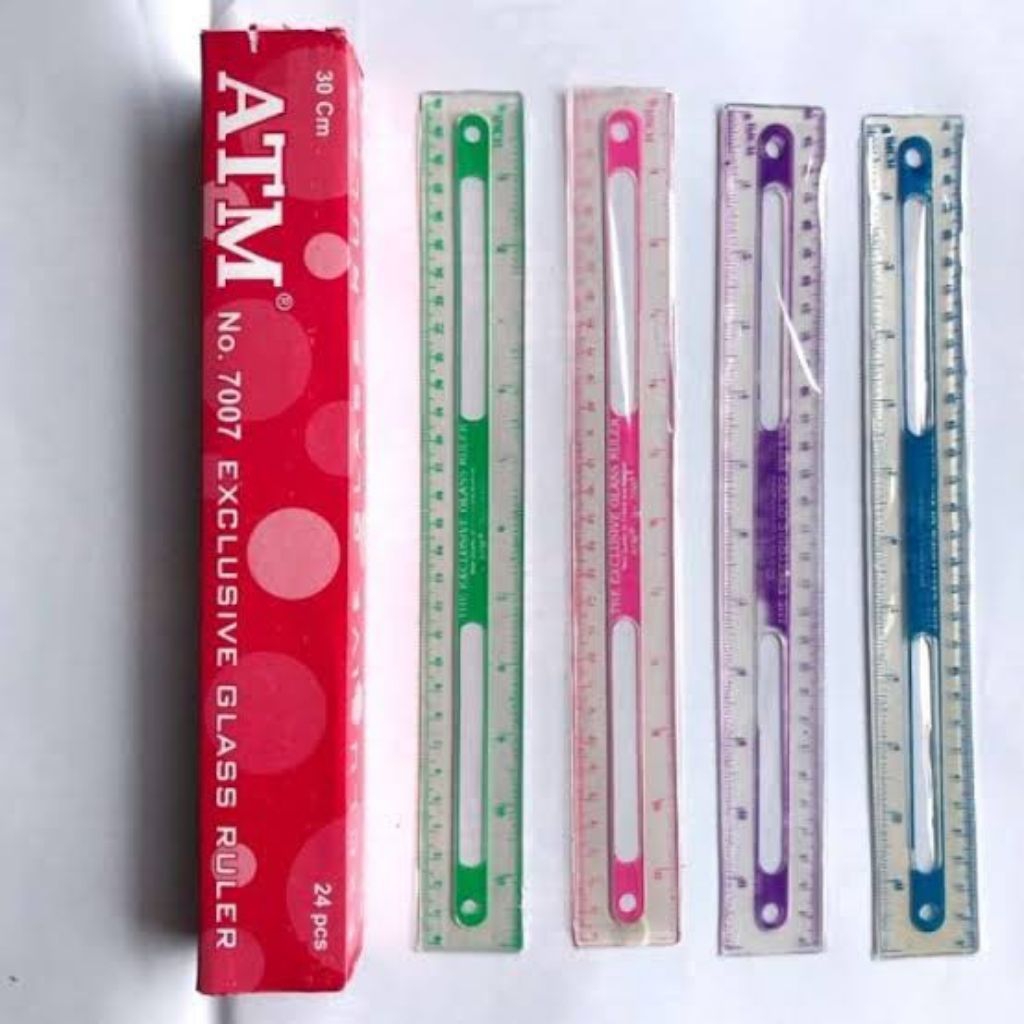 

Penggaris 30 cm plastik mika isi 1 Box 24 pcs