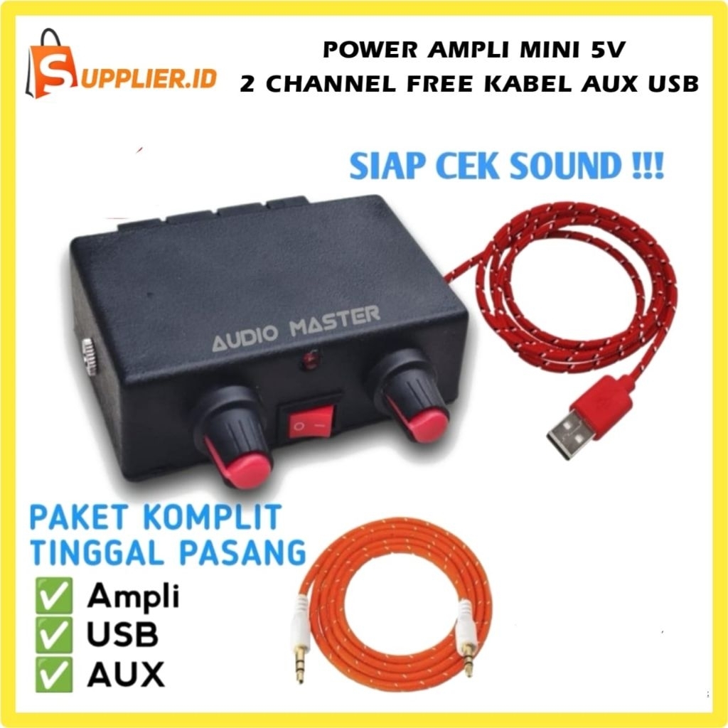 Power Ampli Mini 5V 2 Channel Free Usb Free Aux Jernih Bass Mantab