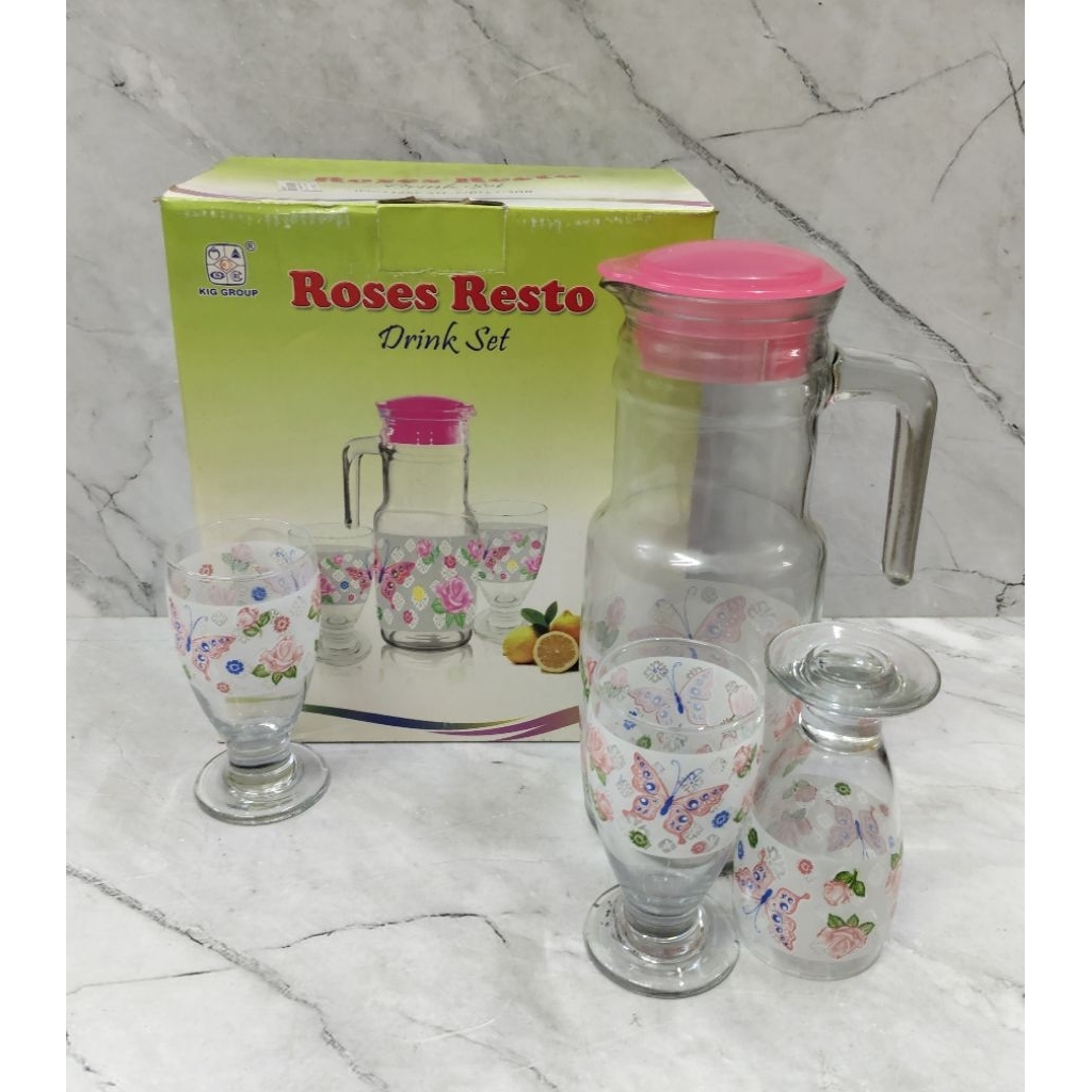 GELAS KACA SET + PITCHER KACA KIG GROUP / PITCHER SET / GELAS JUS / GELAS TAMU - KIG GROUP