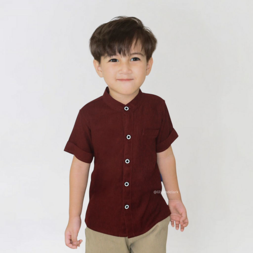LILY AND CLARK Kemeja anak warna Merah Maroon KL08